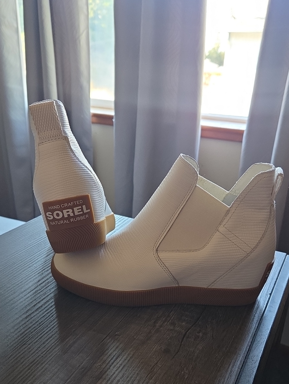 Sorel Cream Wedge Slip-On Boots with Gum Sole